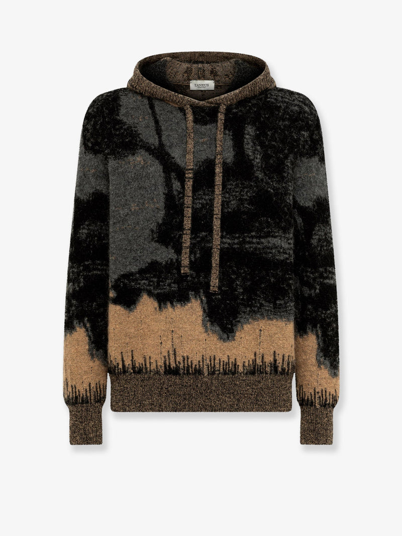 Laneus Laneus Mohair Jacquard Hoodie Grey - World Class Fashion