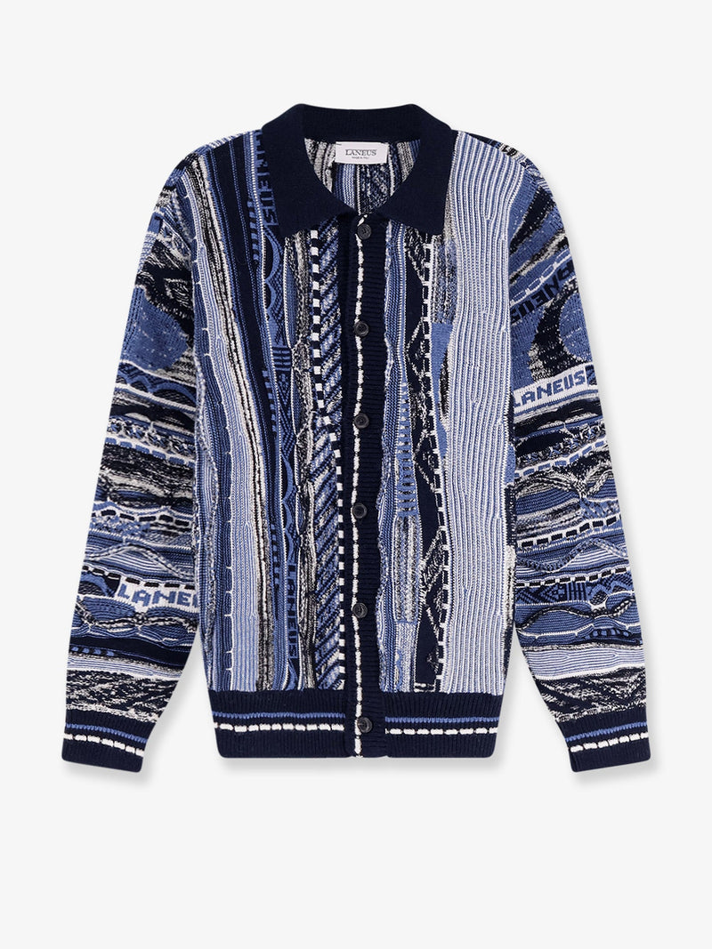 Laneus Laneus Jacquard-Pattern Cardigan Blue Men - World Class Fashion