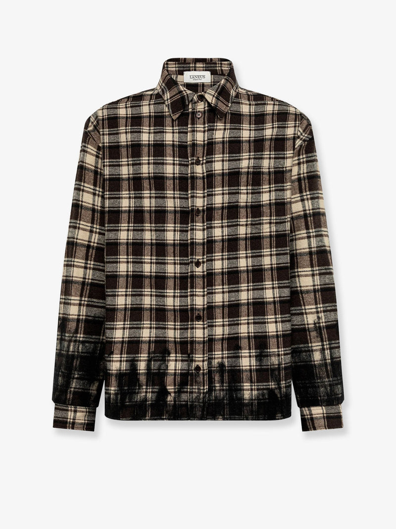 Laneus Laneus Cotton Blend Check Shirt Black - World Class Fashion