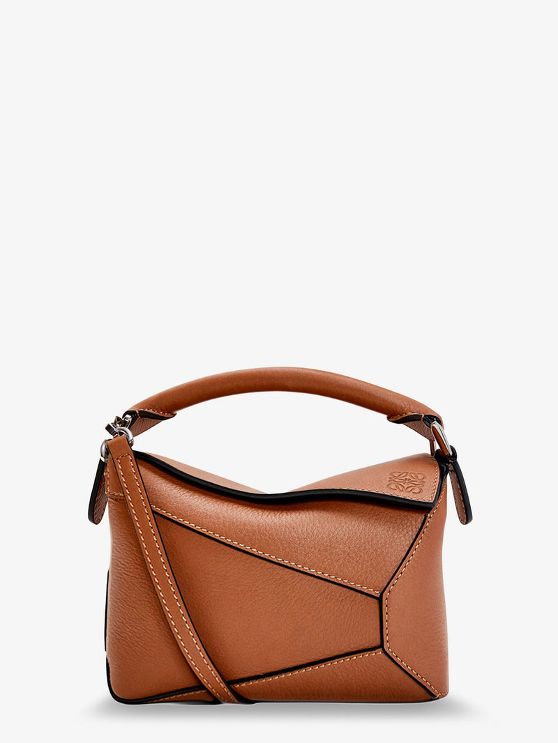 Loewe Loewe Puzzle Edge Mini Leather Handbag Brown - World Class Fashion
