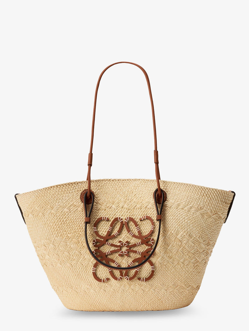 Loewe Loewe Paula's Ibiza Anagram Raffia Leather Bolso de hombro Beige - World Class Fashion