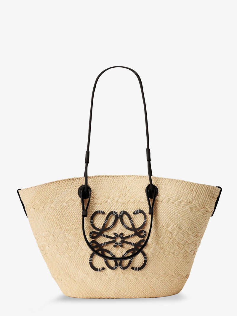 Loewe Loewe Paula's Ibiza Anagram Leather and Iraca Palm Bag Beige - World Class Fashion