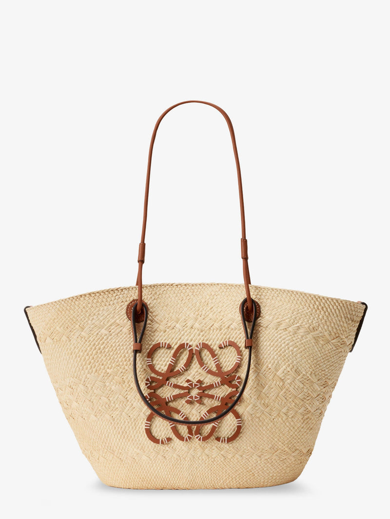 Loewe Loewe Paula's Ibiza Leather and Iraca Palm Shoulder Bag Beige - World Class Fashion