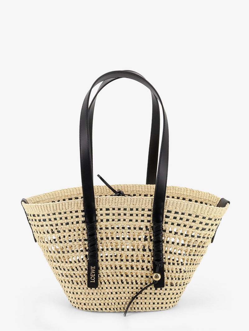 Loewe Loewe Paula's Ibiza Braid Raffia Leather Shoulder Bag Beige - World Class Fashion