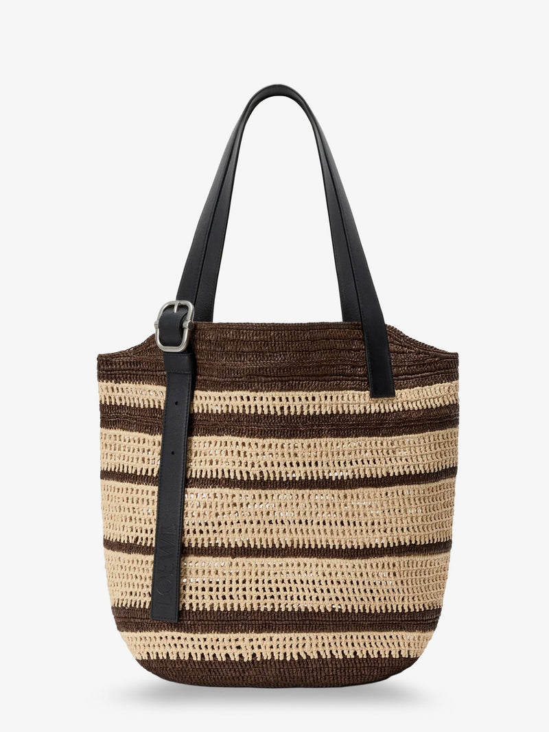 Loewe Loewe Paula's Ibiza Two-Tone Raffia Loop Shopping Bag Beige - World Class Fashion