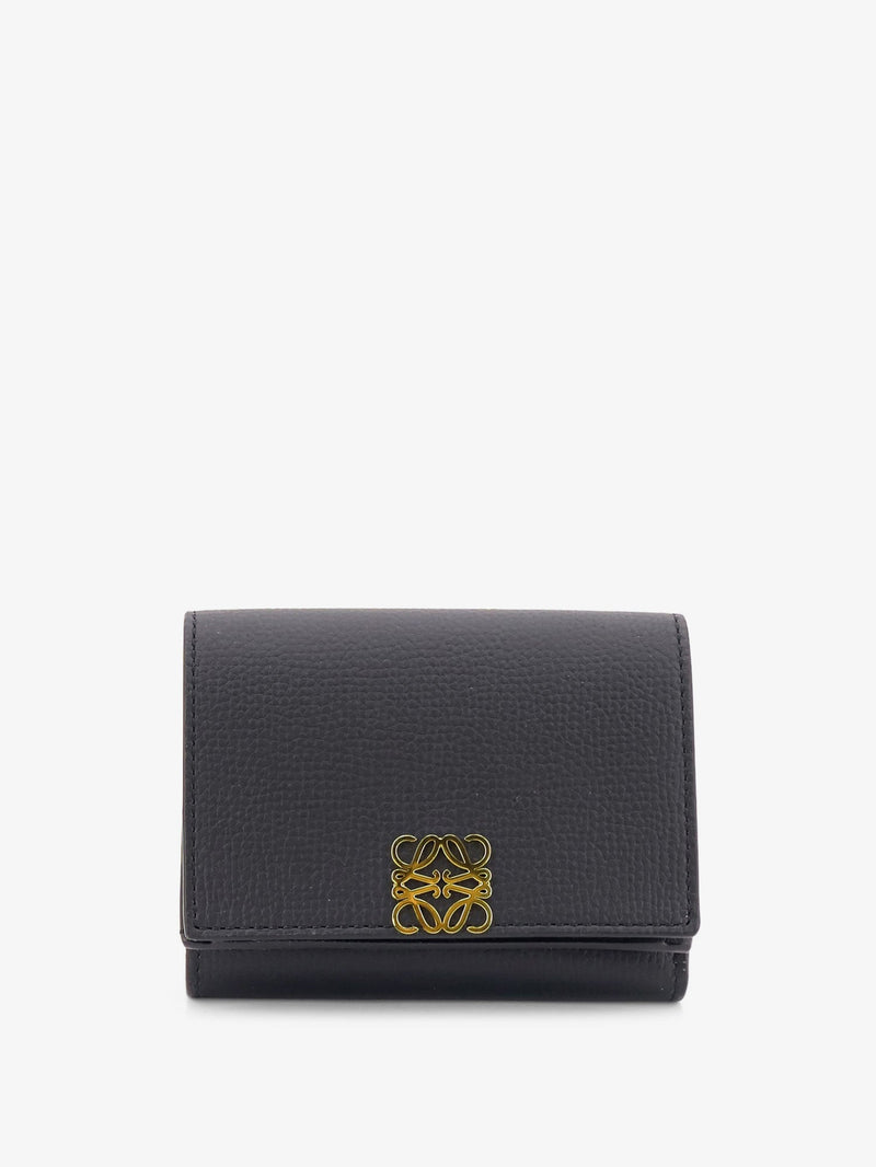 Loewe Loewe Anagram Tri-Fold Leather Wallet Black - World Class Fashion