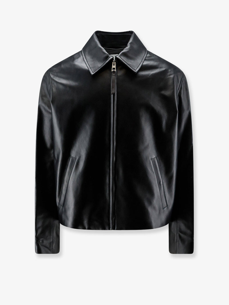 Loewe Loewe Leather Jacket with Back Logo Patch Black - World Class Fashion