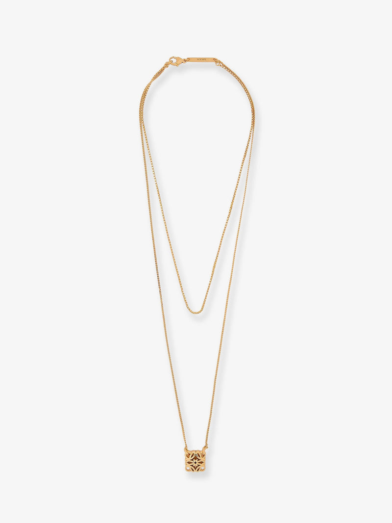 Loewe Loewe Paula's Ibiza Anagram Bombè Brass Necklace Gold - World Class Fashion