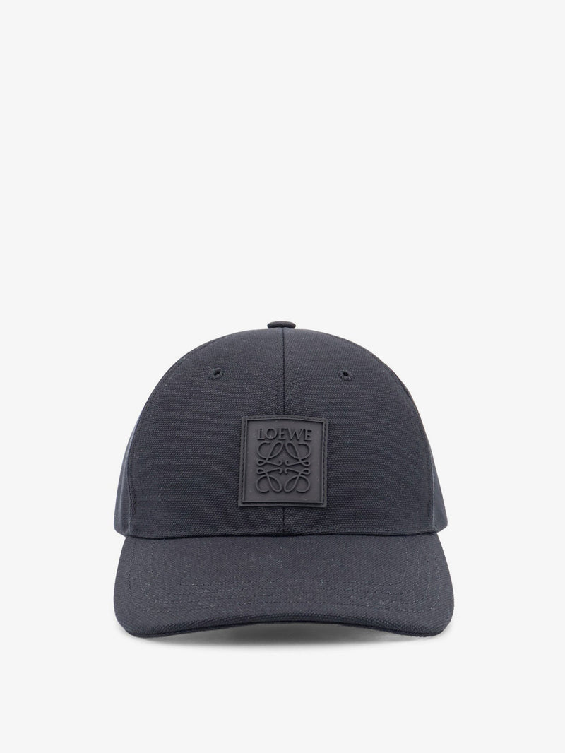 Loewe Loewe Cotton Hat with Rubber Anagram Logo Patch Black - World Class Fashion