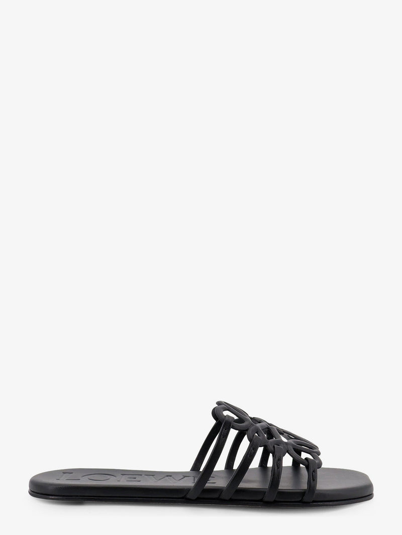 Loewe Loewe Paula's Ibiza Anagram Petal Leather Sandals Black - World Class Fashion