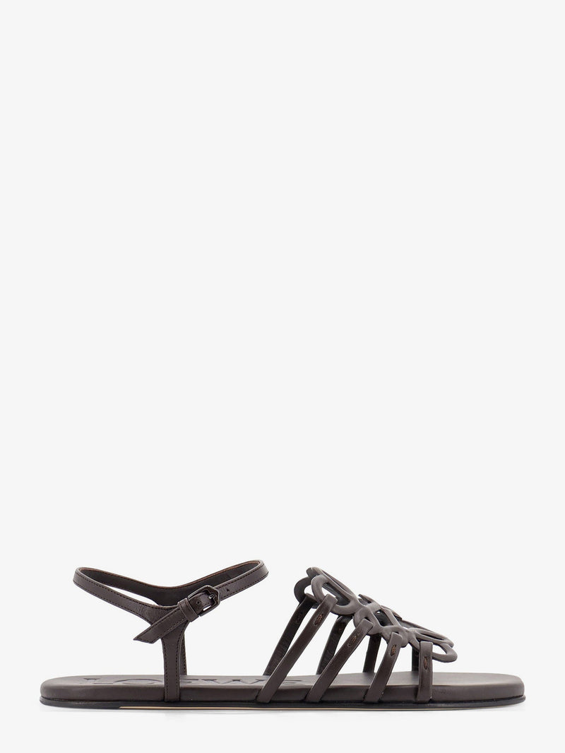 Loewe Loewe Paula's Ibiza Petal Leather Sandals Brown - World Class Fashion