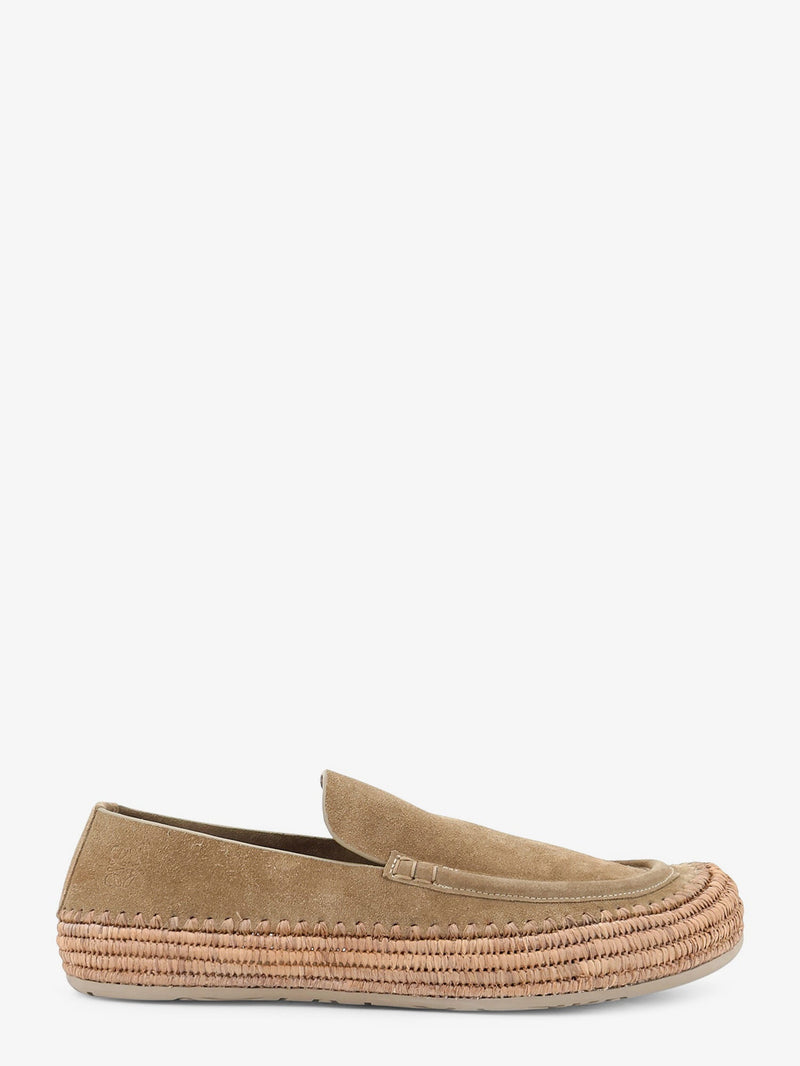 Loewe Loewe Rio Suede and Raffia Loafers Beige - World Class Fashion