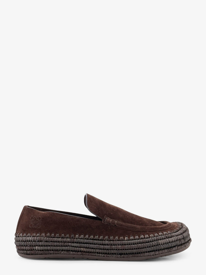 Loewe Loewe Rio Suede and Raffia Loafers Brown - World Class Fashion