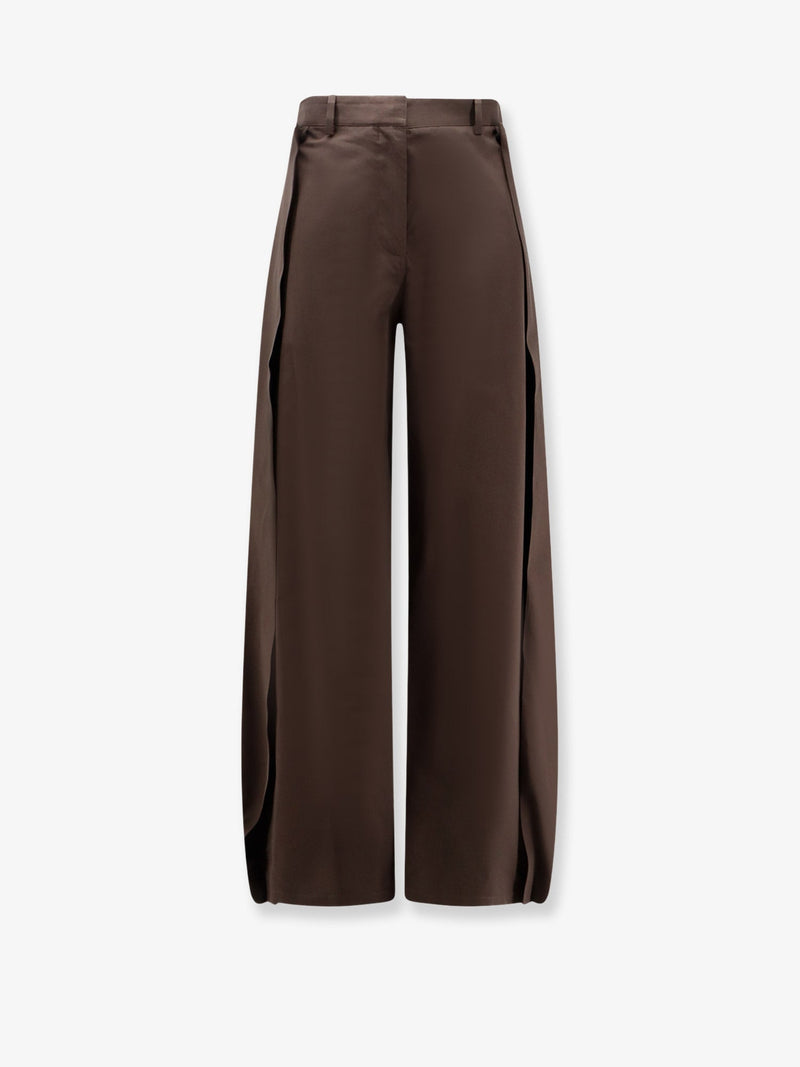 Loewe Loewe Cotton and Silk Blend Trousers Brown - World Class Fashion