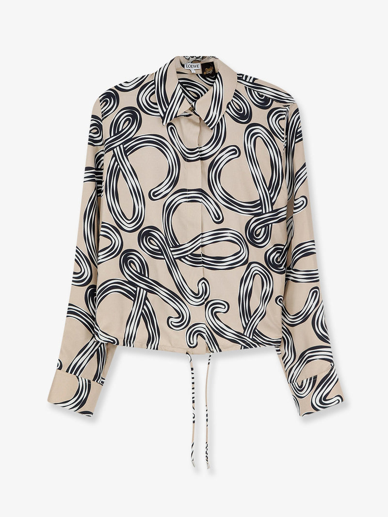 Loewe Loewe Paula's Ibiza Printed Silk Shirt Beige - World Class Fashion