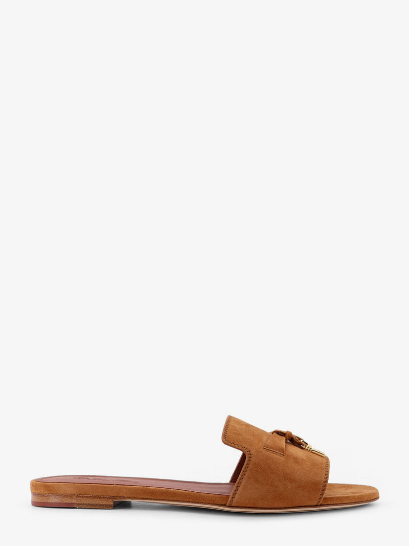 Loro Piana Loro Piana Summer Charms Flat Suede Sandals Brown - World Class Fashion