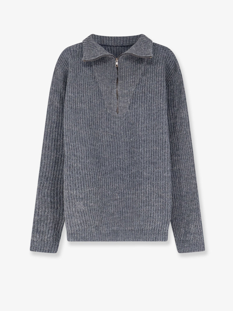 Maison Margiela Maison Margiela Ribbed Linen Wool Sweater Grey - World Class Fashion