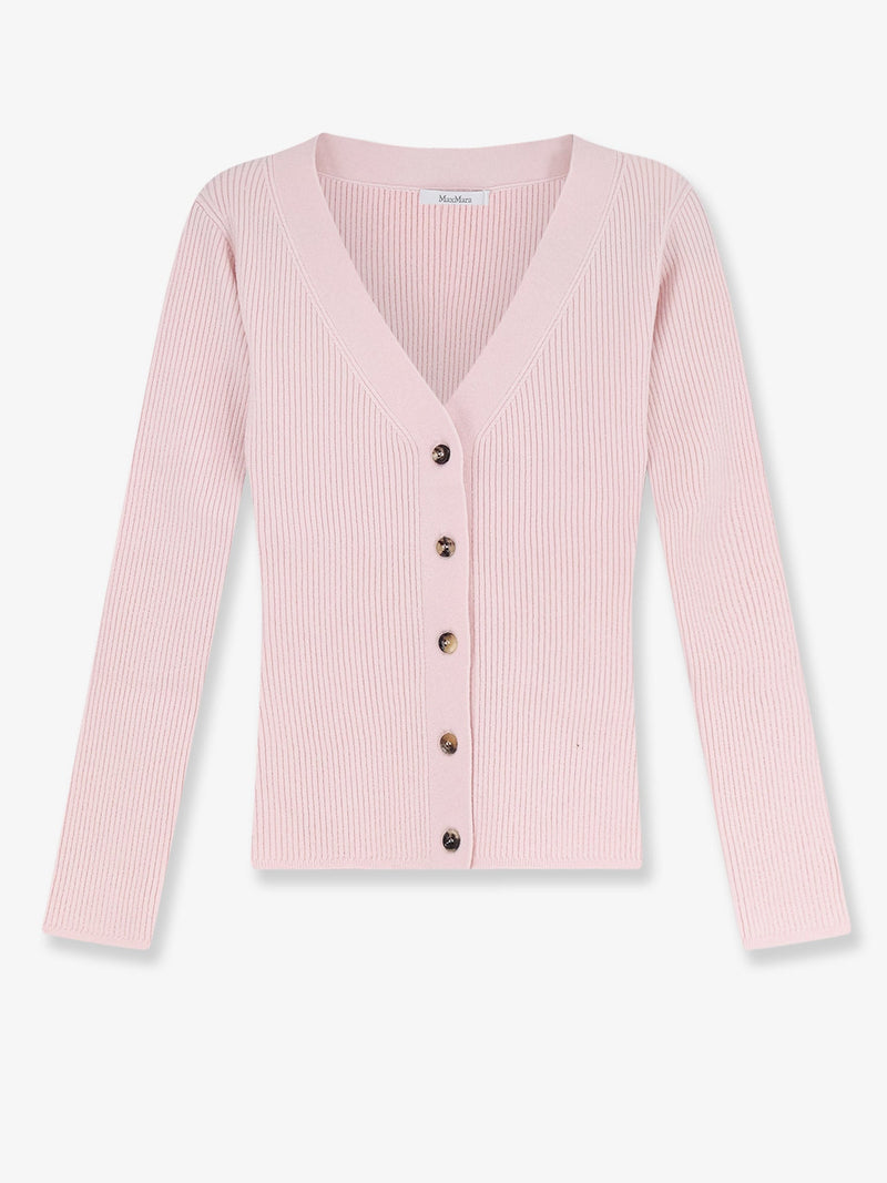 Max Mara Max Mara Ribbed Wool Cashmere Cardigan Pink - World Class Fashion