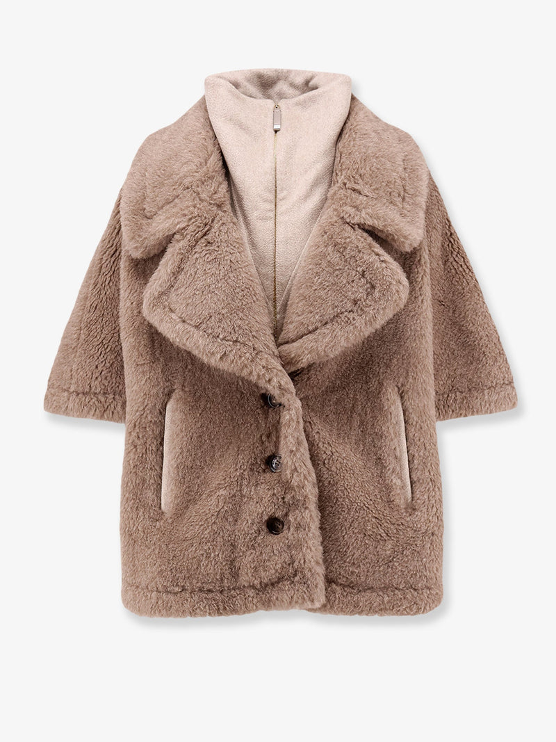 Max Mara Max Mara Mxapavido 4 Alpaca Cashmere Silk Cape Beige - World Class Fashion