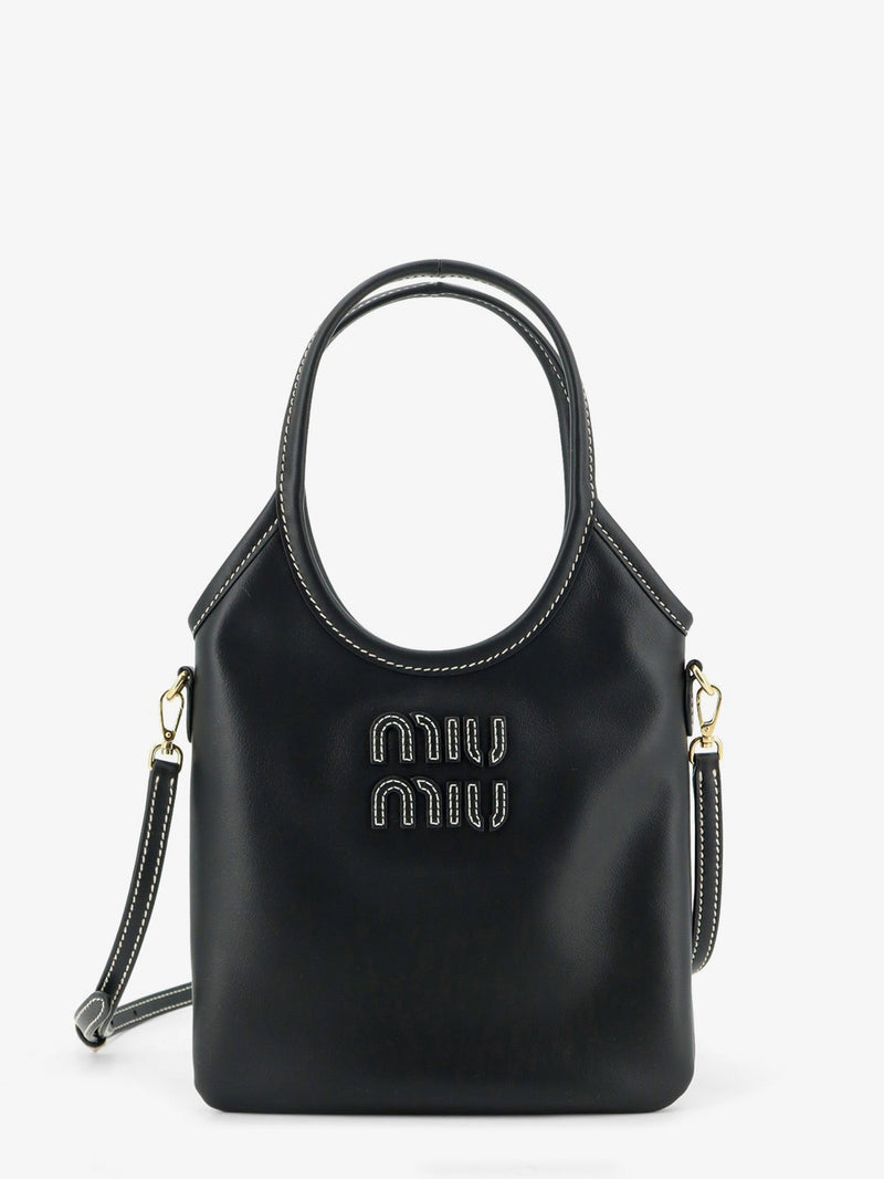 Miu Miu Miu Miu Ivy Leather Crossbody Bag Black - World Class Fashion