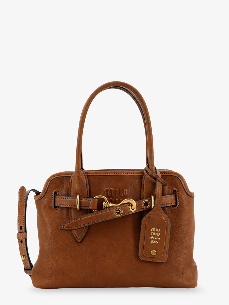 Miu Miu Miu Miu Aventure Leather Handbag Brown - World Class Fashion