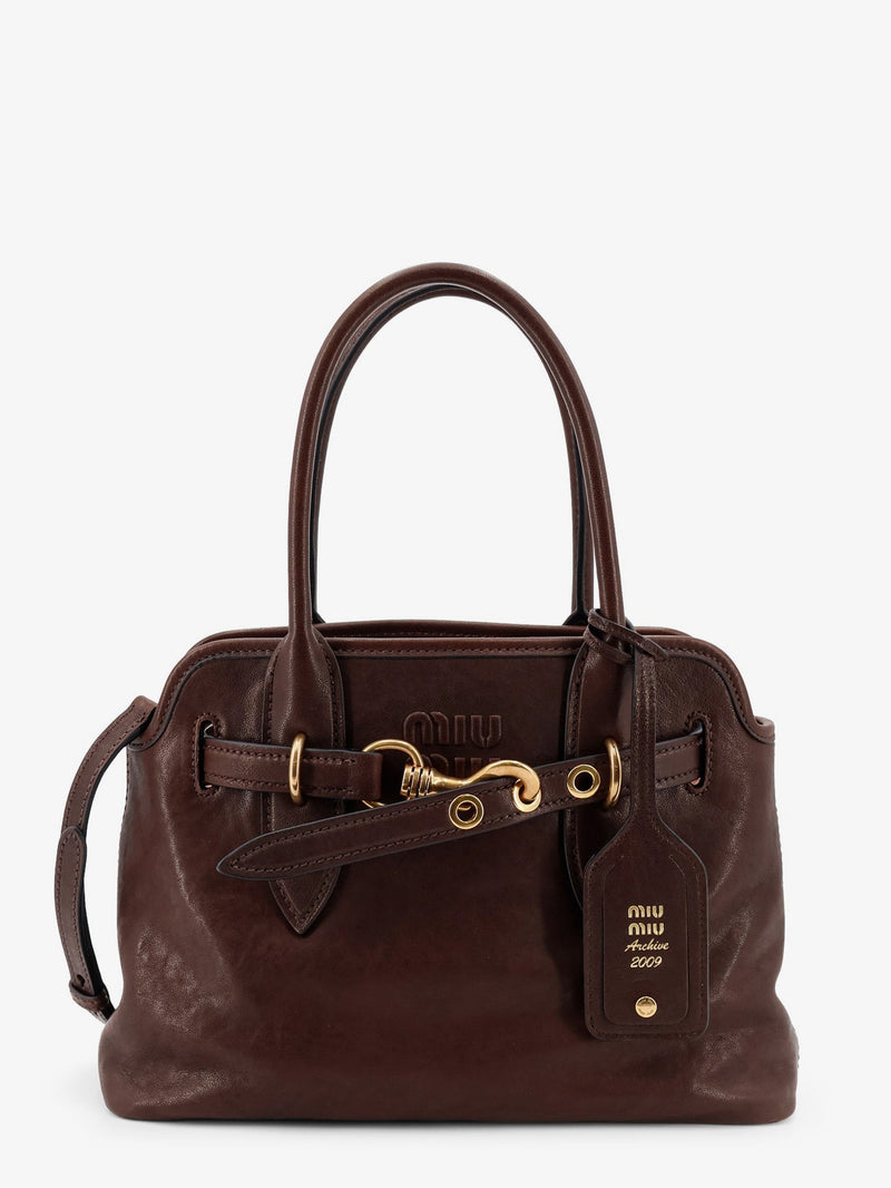 Miu Miu Miu Miu Aventure Leather Handbag Brown Women - World Class Fashion