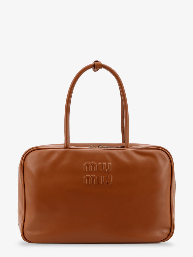 Miu Miu Bolso de mano Miu Miu Beau de piel suave beige - World Class Fashion