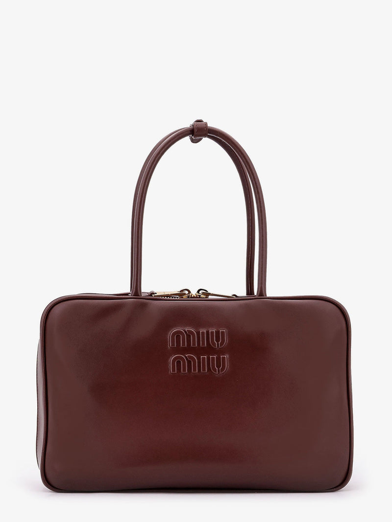 Miu Miu Bolso de mano Miu Miu Beau de cuero marrón - World Class Fashion
