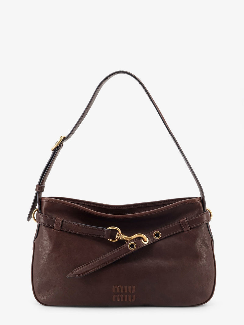 Miu Miu Miu Miu Aventure Leather Shoulder Bag Brown - World Class Fashion