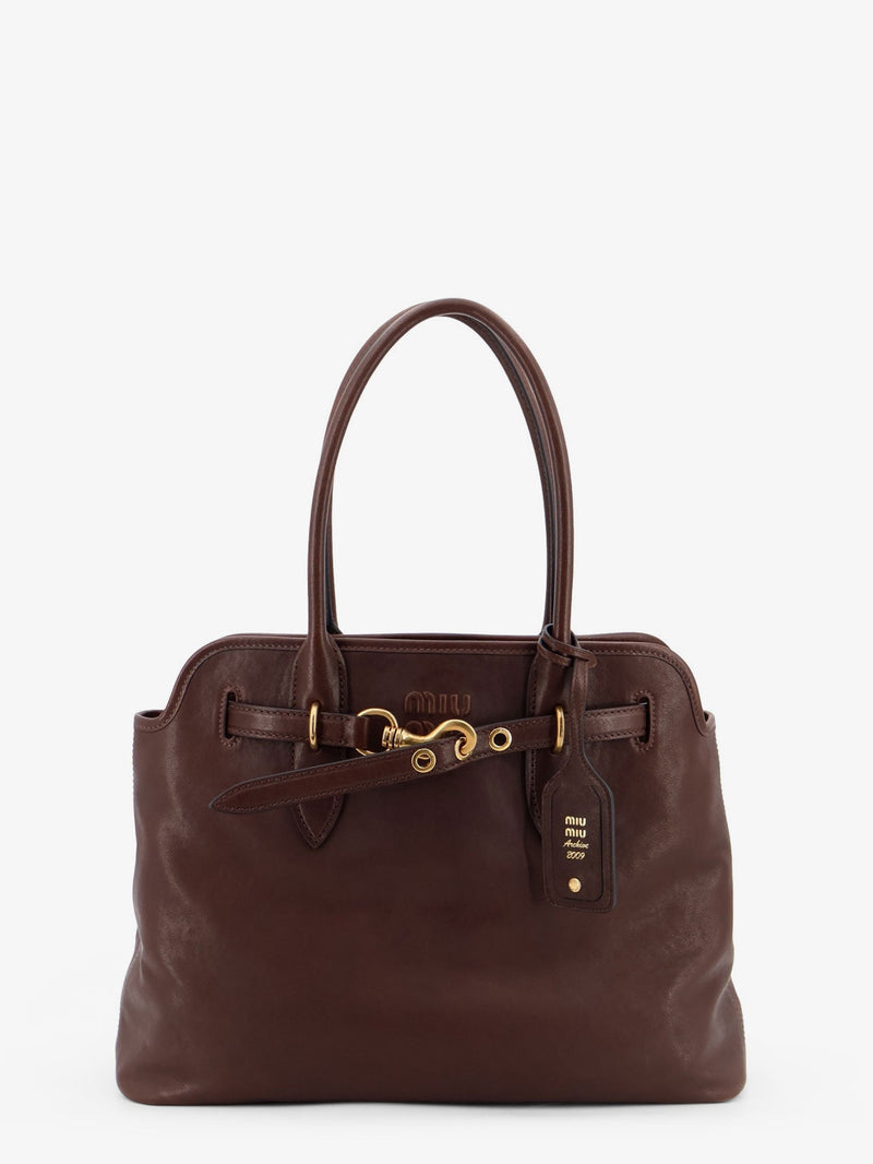 Miu Miu Miu Miu Aventure Leather Handbag Brown - World Class Fashion