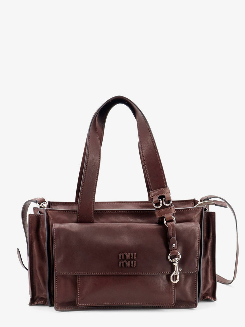 Miu Miu Miu Miu Utilitaire Leather Crossbody Bag Brown - World Class Fashion