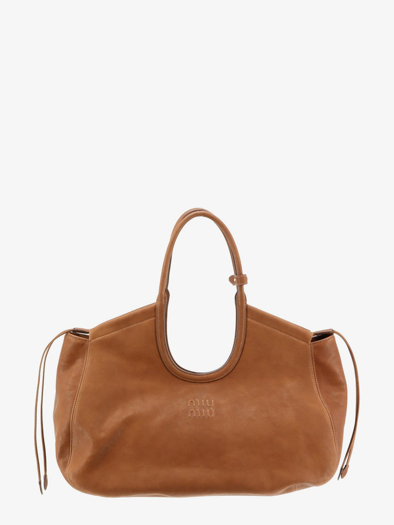 Miu Miu Miu Miu Ivy Leather Handbag Brown - World Class Fashion