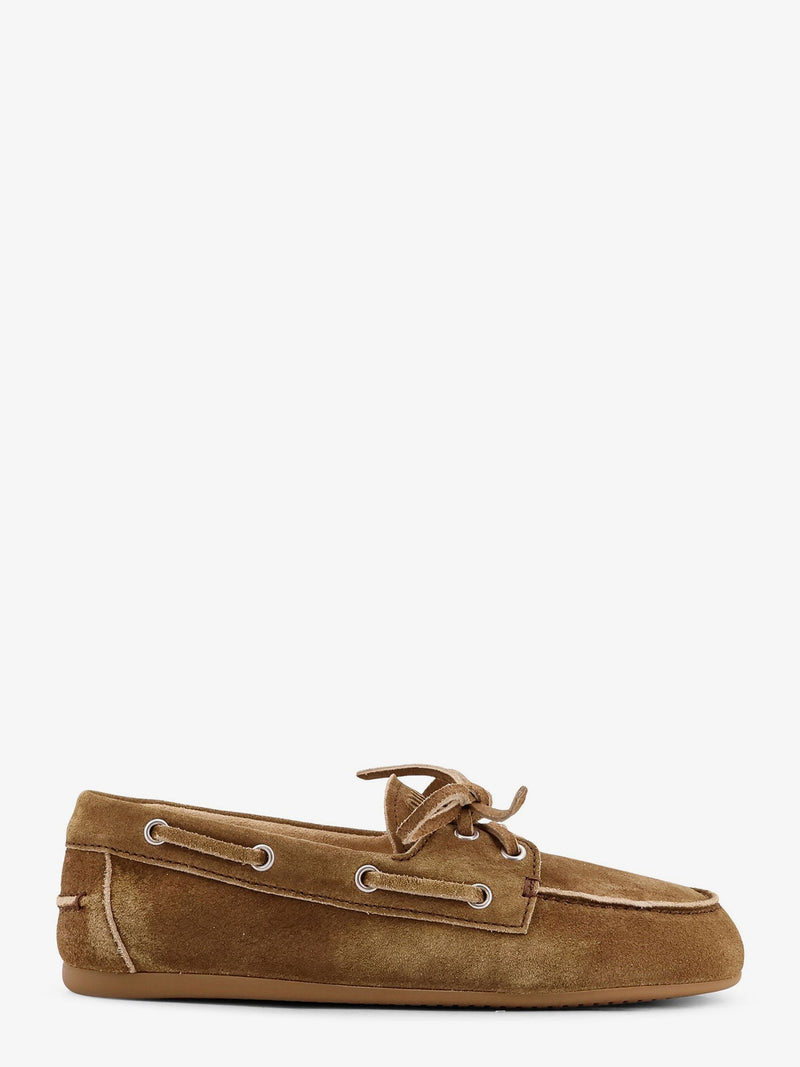 Miu Miu Miu Miu Suede Loafers with Embroidered Logo Brown - World Class Fashion
