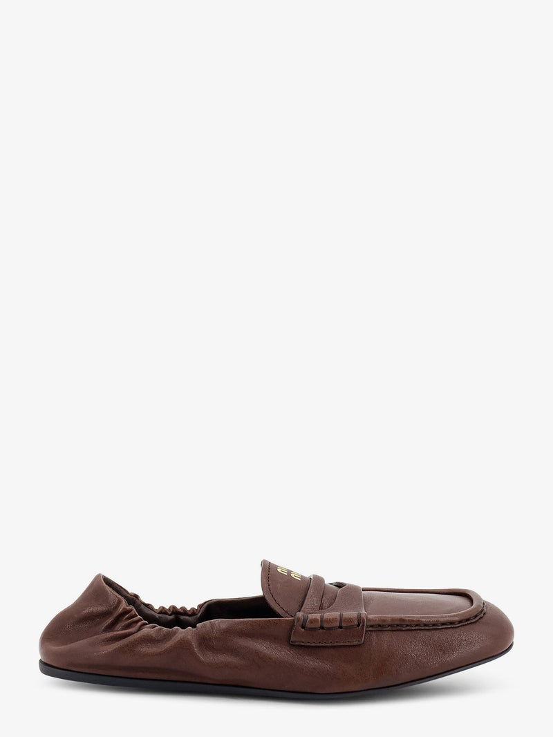 Miu Miu Miu Miu Ruches Leather Loafers Brown Women - World Class Fashion