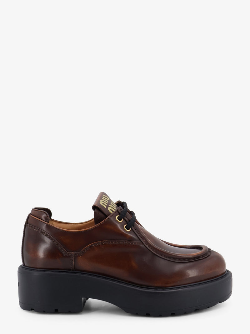 Miu Miu Miu Miu Leather Lace-Up Shoes Brown Women - World Class Fashion