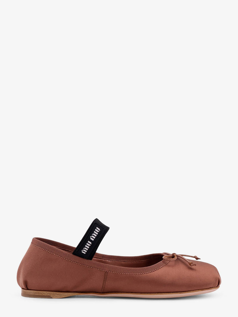 Miu Miu Miu Miu Satin Ballerinas Brown Women - World Class Fashion
