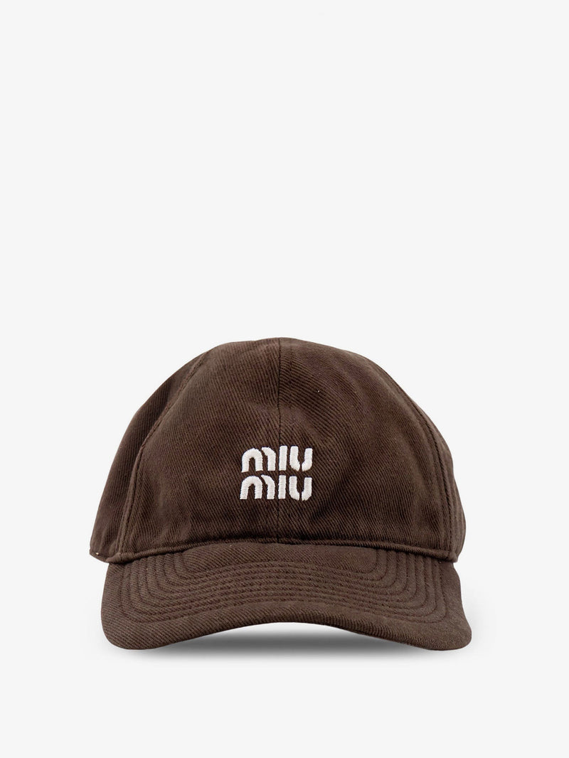 Miu Miu Miu Miu Cotton Hat Brown Women - World Class Fashion