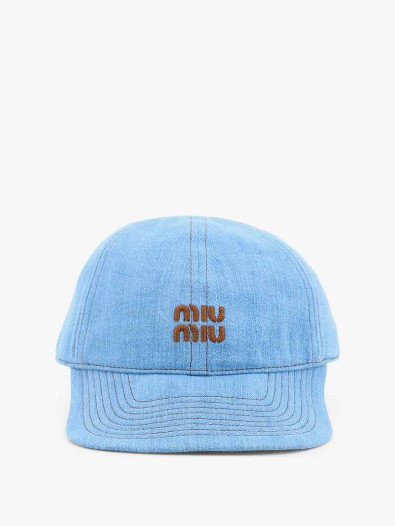 Miu Miu Miu Miu Cotton Hat With Embroidered Logo On The Front - World Class Fashion