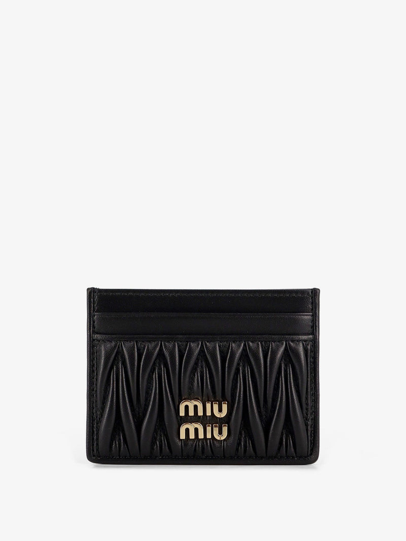 Miu Miu Miu Miu Quilted Leather Card Holder Black - World Class Fashion