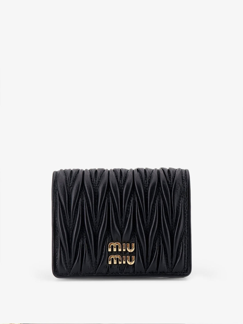 Miu Miu Miu Miu Quilted Leather Wallet Black - World Class Fashion