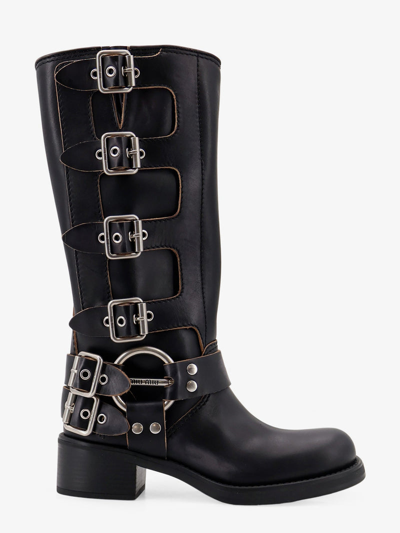 Miu Miu Miu Miu Leather Boots Black Women - World Class Fashion