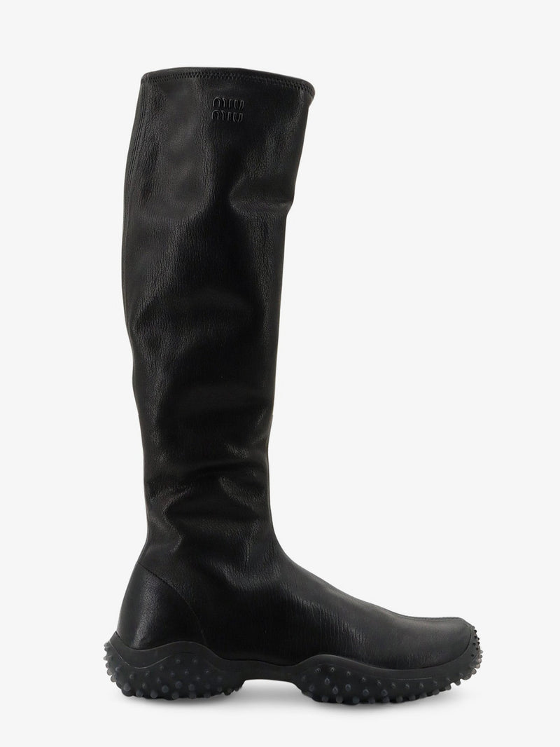 Miu Miu Miu Miu Stretch Leather Boots Black Women - World Class Fashion
