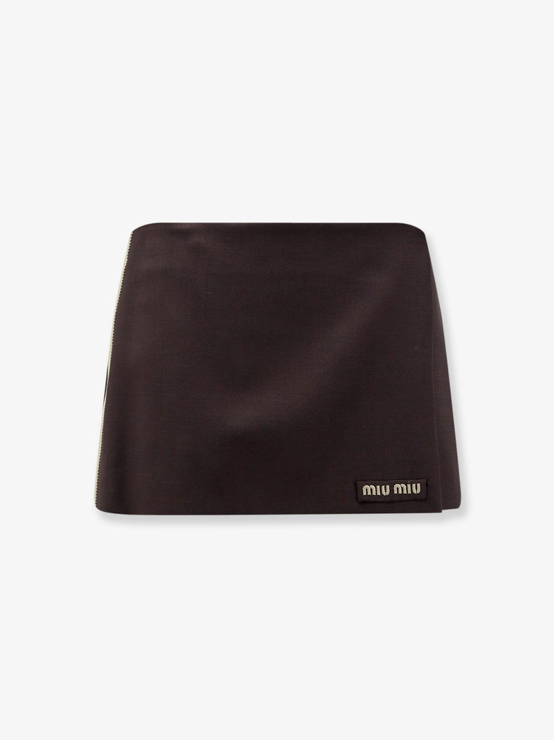 Miu Miu Miu Miu Mohair and Virgin Wool Mini Skirt Brown - World Class Fashion