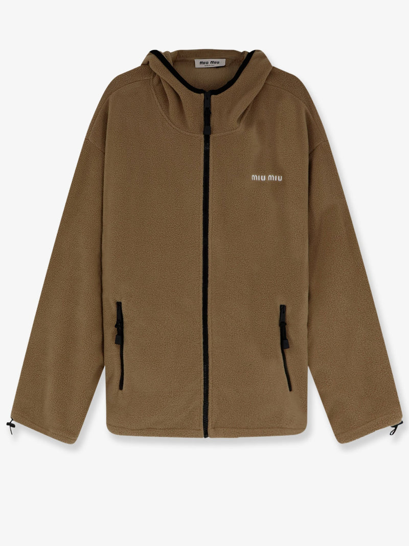 Miu Miu Miu Miu Fleece Hoodie Beige Women - World Class Fashion