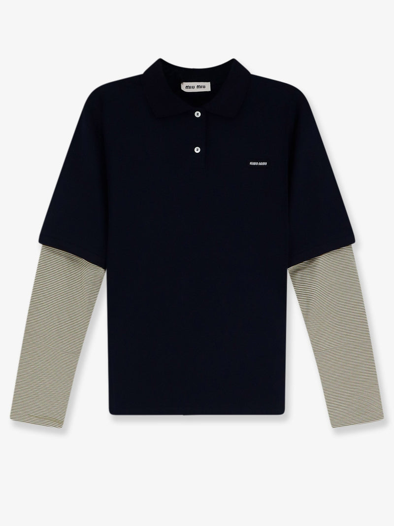 Miu Miu Miu Miu Cotton Polo Shirt Blue Women - World Class Fashion