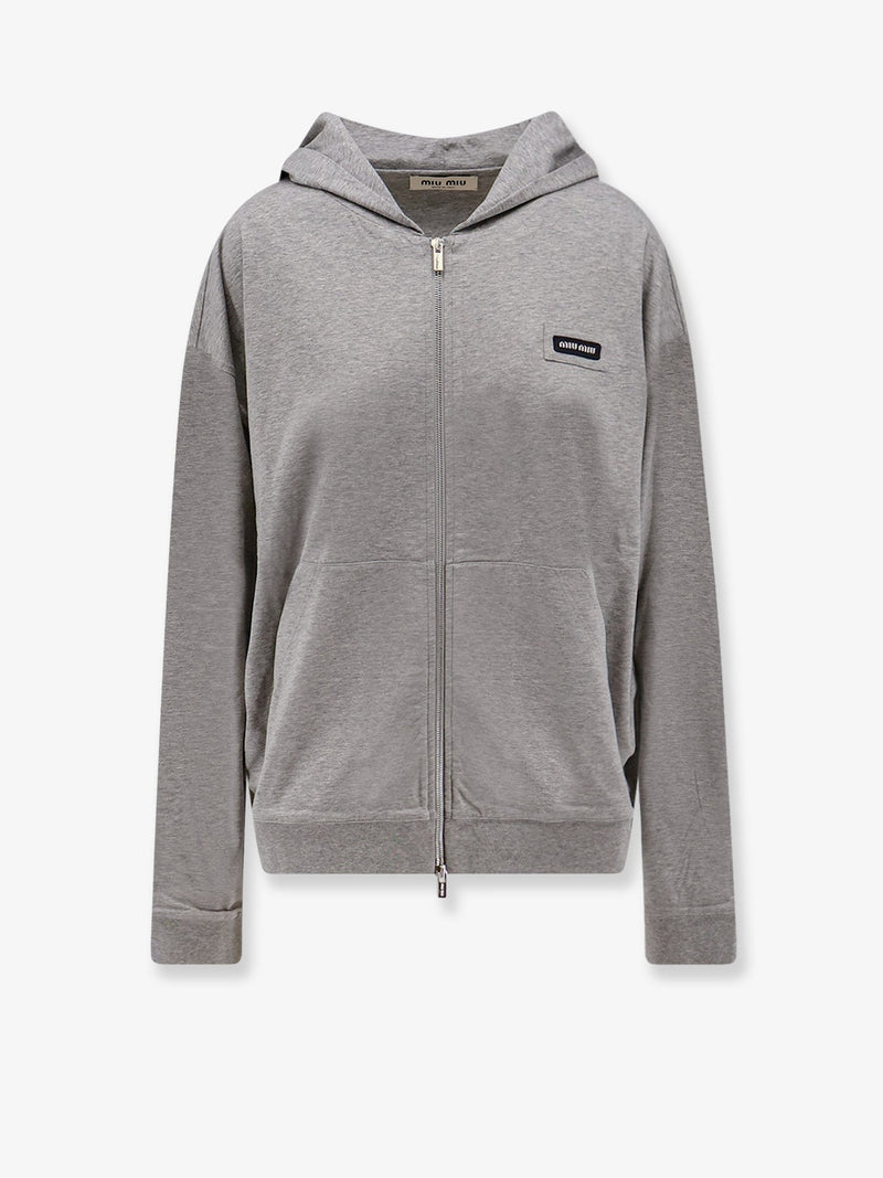 Miu Miu Miu Miu Mélange Jersey Sweatshirt Grey - World Class Fashion