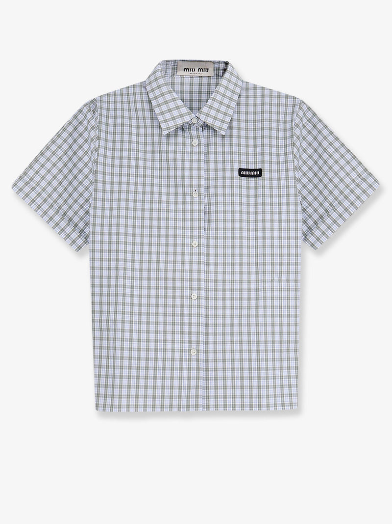 Miu Miu Miu Miu Madras Cotton Shirt Green - World Class Fashion