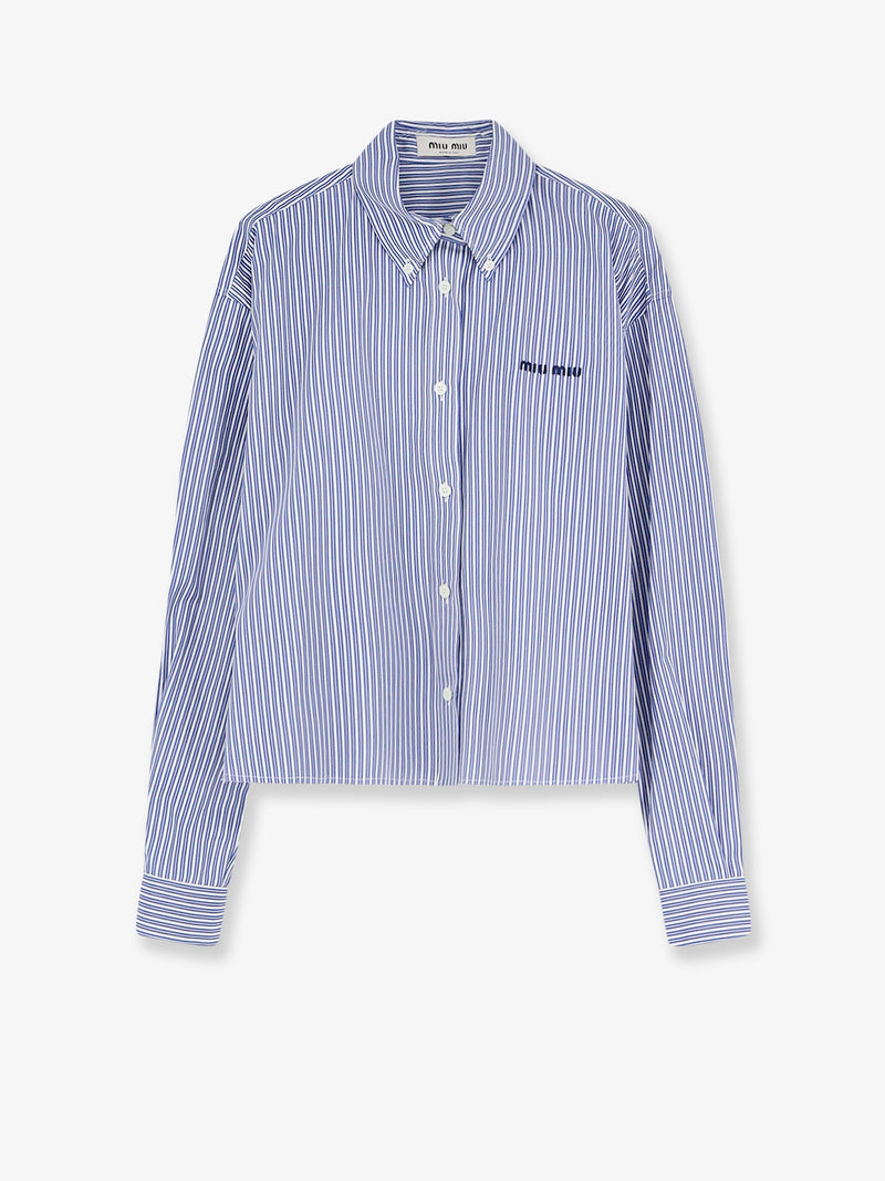 Miu Miu Miu Miu Striped Cotton Shirt Blue Women - World Class Fashion