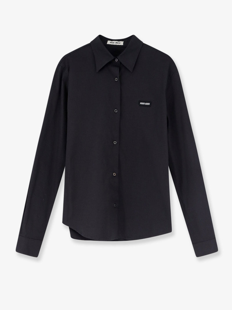 Miu Miu Miu Miu Stretch Poplin Shirt Black Women - World Class Fashion