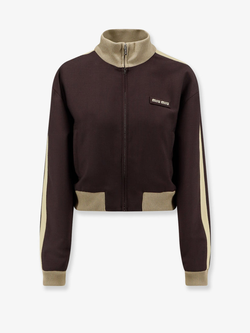 Miu Miu Miu Miu Mohair and Virgin Wool Jacket Brown - World Class Fashion